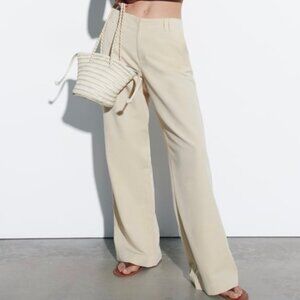 Zara Linen Blend Full Length Pants